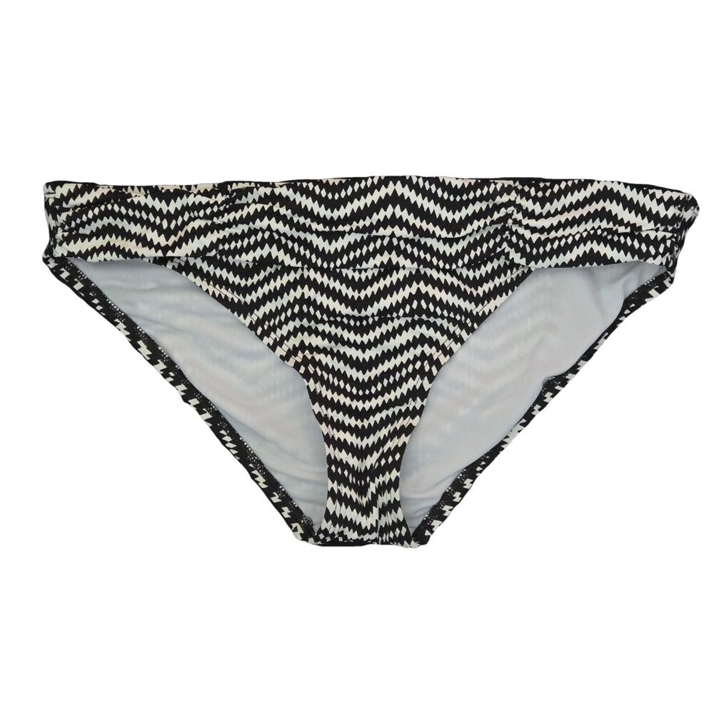 2BAMBOO Black & White ZigZag Striped Bikini Bottom L